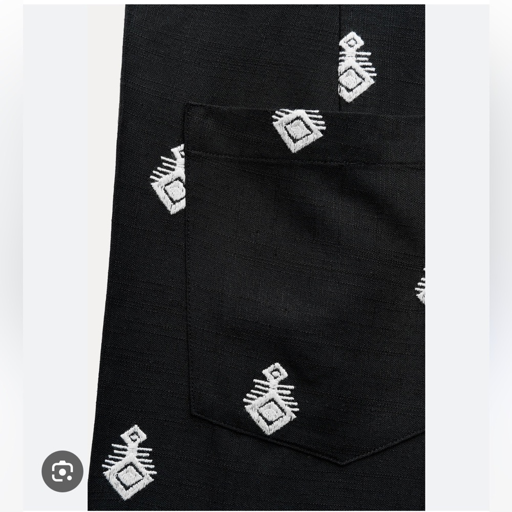 ZARA Cropped trousers with contrast embroidery - Picture 3 of 8